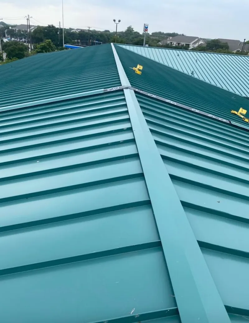 Green commercial metal roof ridge and valley for Metal Roof Repair in Mankato